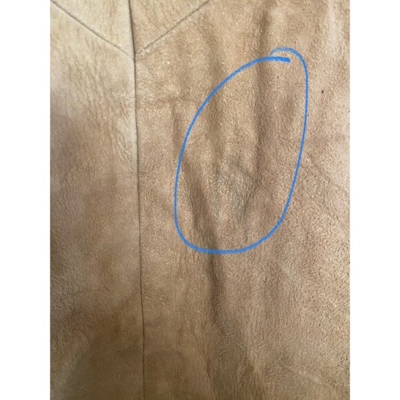 Vintage 70s Suede & Leather Tan Cape Coat Sz Small Retro Boho Mod w/FLAWS - Picture 14 of 16